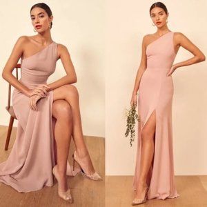 NWT Reformation Evelyn One Shoulder Maxi Dress in Blush, Size 8